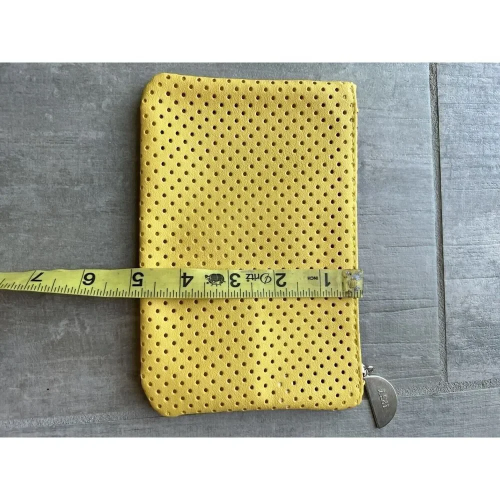IPSY Yellow Perforated Zipper Pouch Makeup Bag Travel Case Wallet Clutch NEW